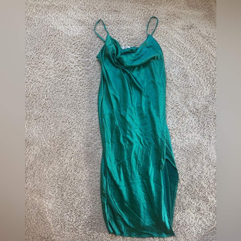 Emerald Green Satin Slip Dress